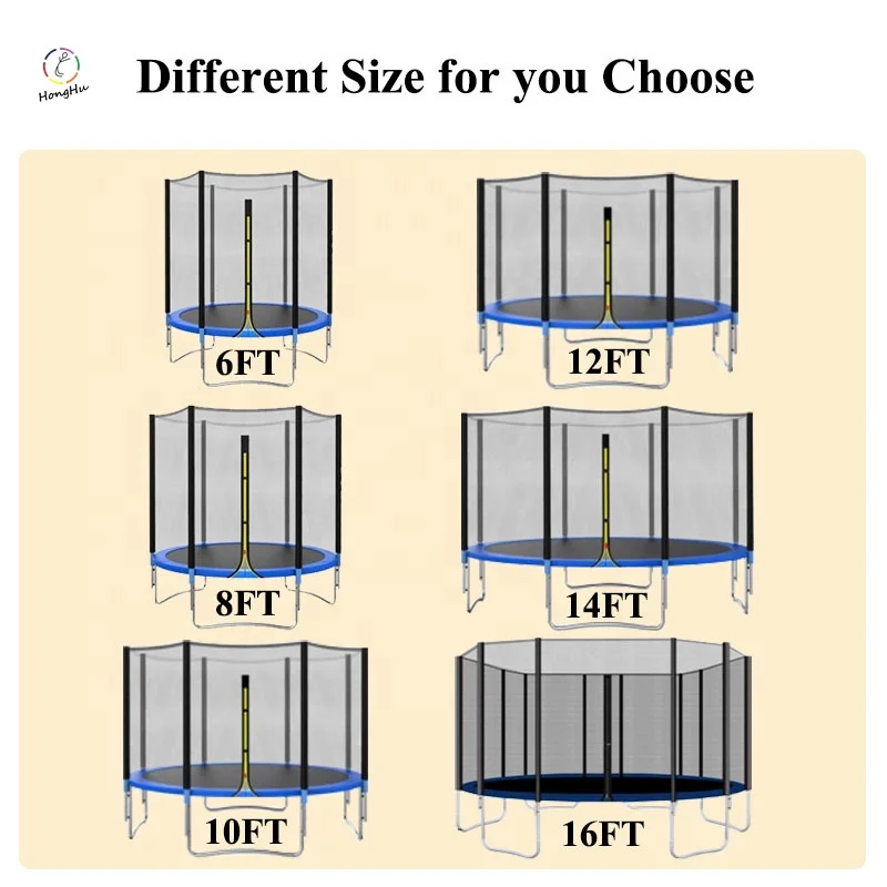 Профессиональный круглый Подземный коммерческий на земле для взрослых 14ft батут открытый 12ft с Корпусами