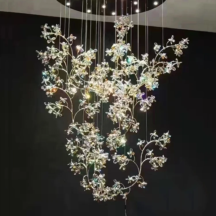 Nordic Style Decorative Commercial Hotel Staircase Custom Modern Led Ceiling Chandelier Light