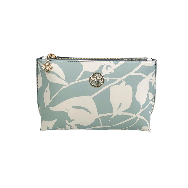 Waterproof Digital Printing Flower Pattern Beauty Zipper Toiletry Travel Makeup Bag Pvc Pu Pink Cosmetic Bag Cosmetic Purse Case