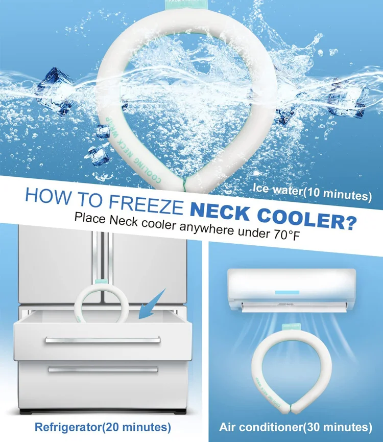 Portable neck coolers wholesale Japanese PCM Cooling Neck Wrap  Band Tube Ice Neck Cooler Hands Free Cold Gel Ice Pack