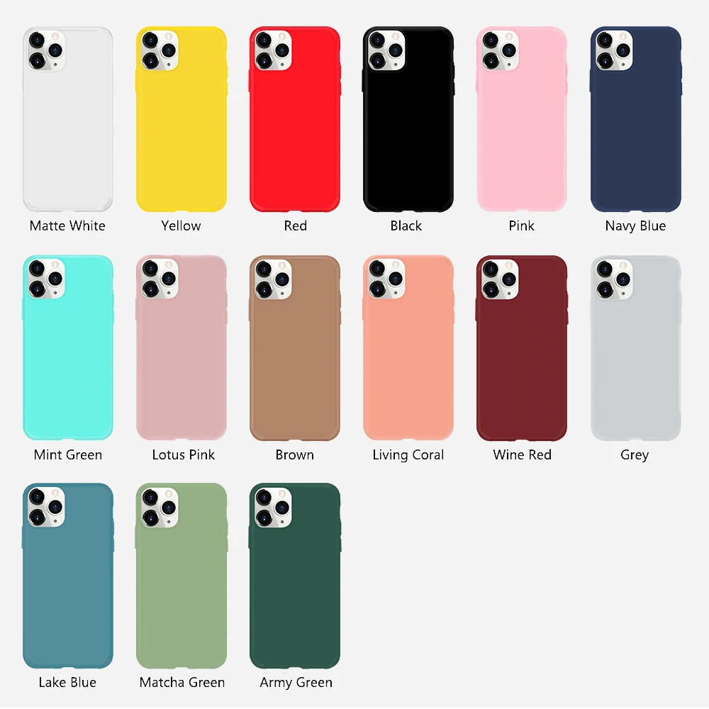 Anti Shock Proof Slim Matte Soft TPU Silicone Cover For Iphone 11 12 13 Mini Pro Max Case