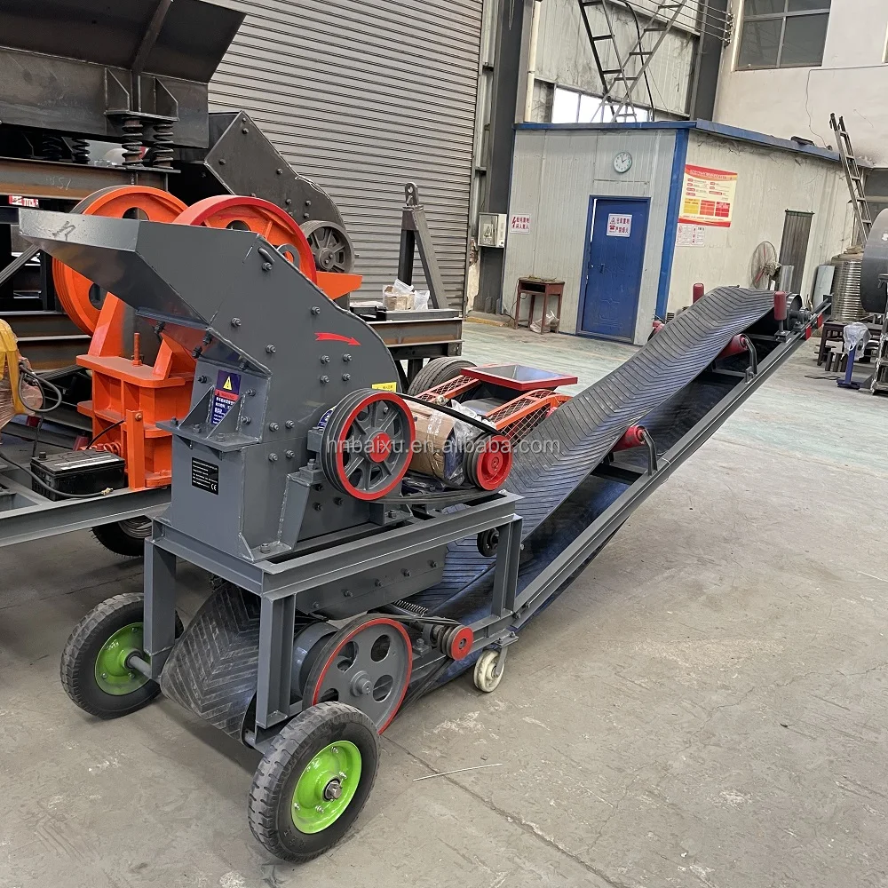 china factory supply small gold ore hammer mill stone concrete hammer crusher with conveyor
