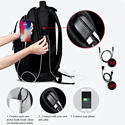 Large Capacity Man Travel Business Durable Waterproof Laptop USB Charging Backpack University Students Computer Backpack