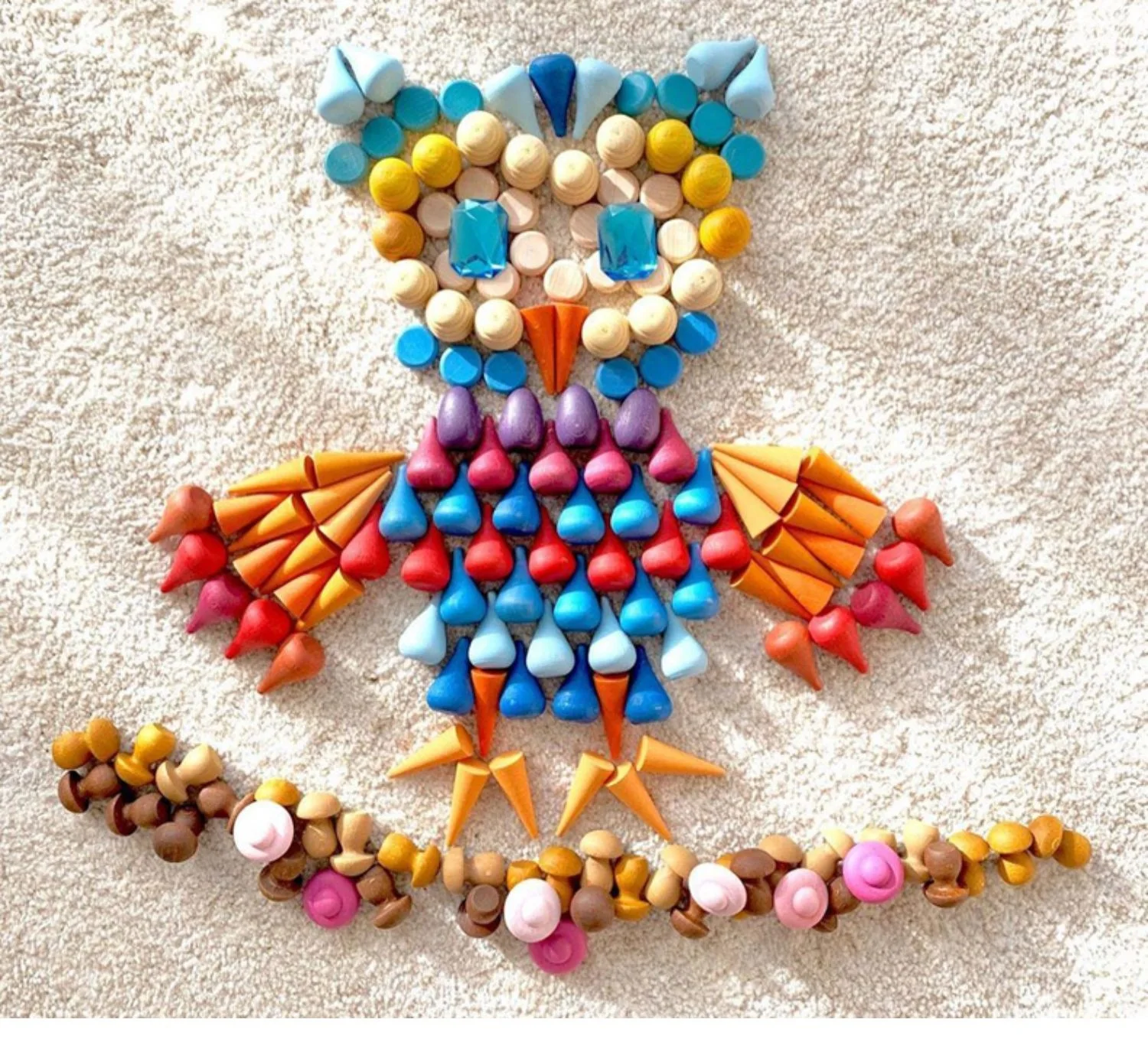 324/162 Pcs Grapat Mandala Waldorf Montessori Wooden Loose Parts Full Kit Toy Set With Tray And Cards