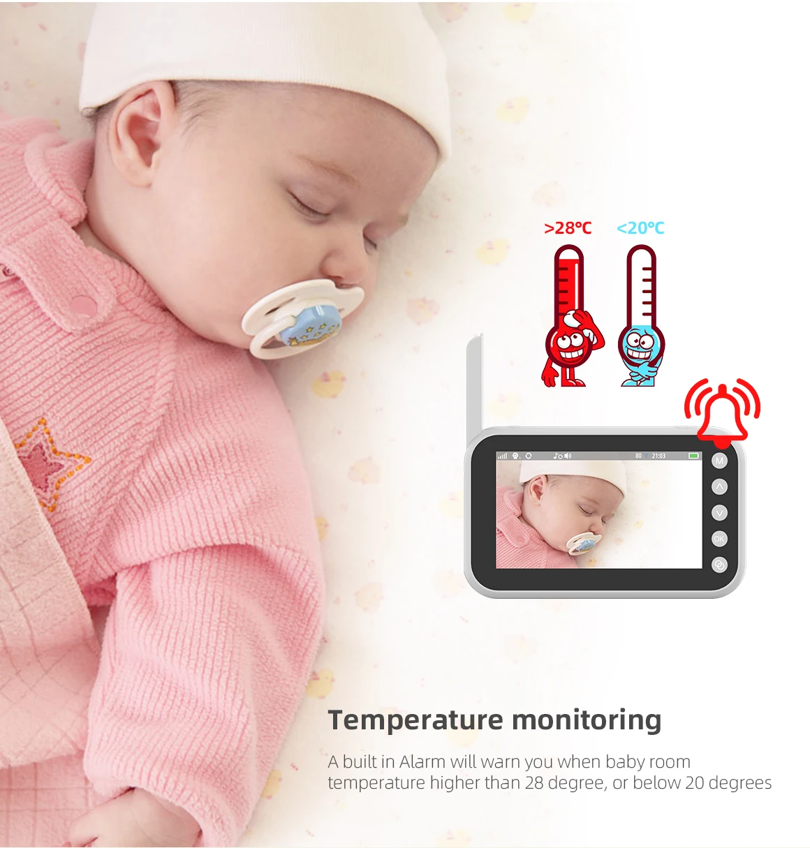 2023 new arrival baby care two way talk cry feeding temperature audio monitoring 2.4G wireless 720P video baby  monitor