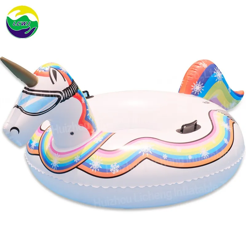 LC best quality wholesale PVC winter snow toys inflatable air snow tube  Unicorn snow sled for adults
