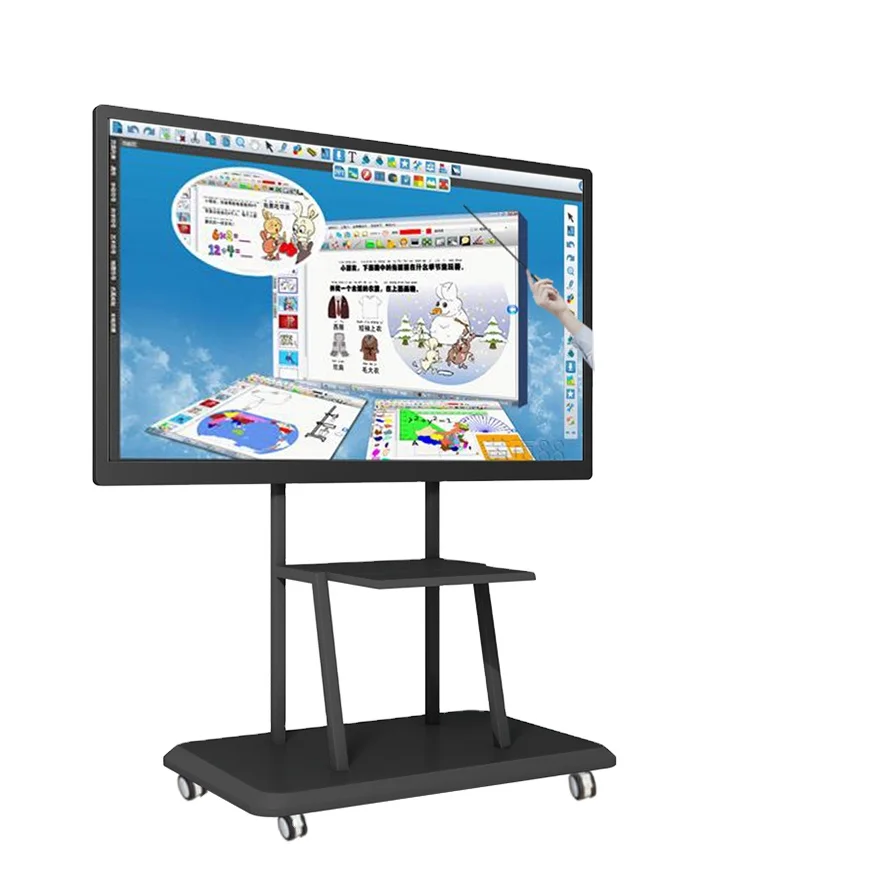 65 70 75 86 inch lcd screen all in one pc kiosk totem display smart classroom TV interactive white