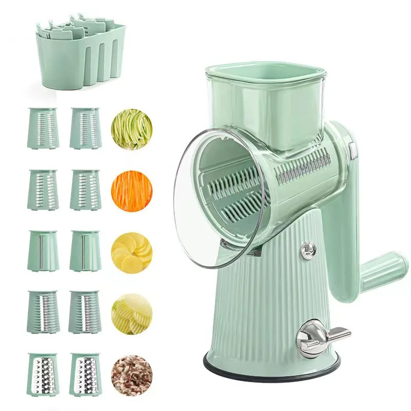 HYRI 2024 New Grater Slicer Hand Roller  Hand Rock Tube Interchangeable Blade Stainless Steel Potato Radish Grater