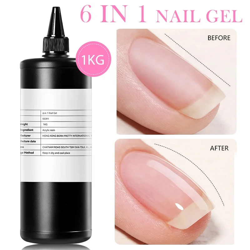 BORN PRETTY Новые поступления 1 кг многофункциональный 6 в базовый верхний слой УФ-клей для ногтей гель наращивания