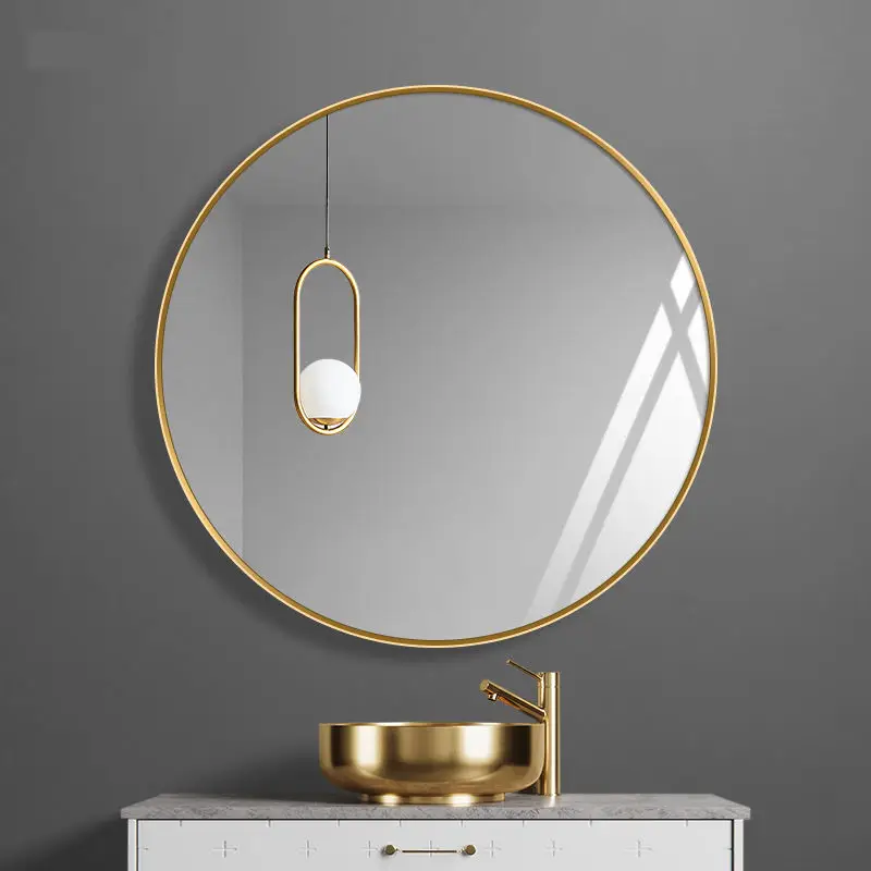 Custom Aluminum Alloy Large Round Black Gold Frame Mirror Wall Mounted Bathroom Mirror Circle Decoration Wall Mirror