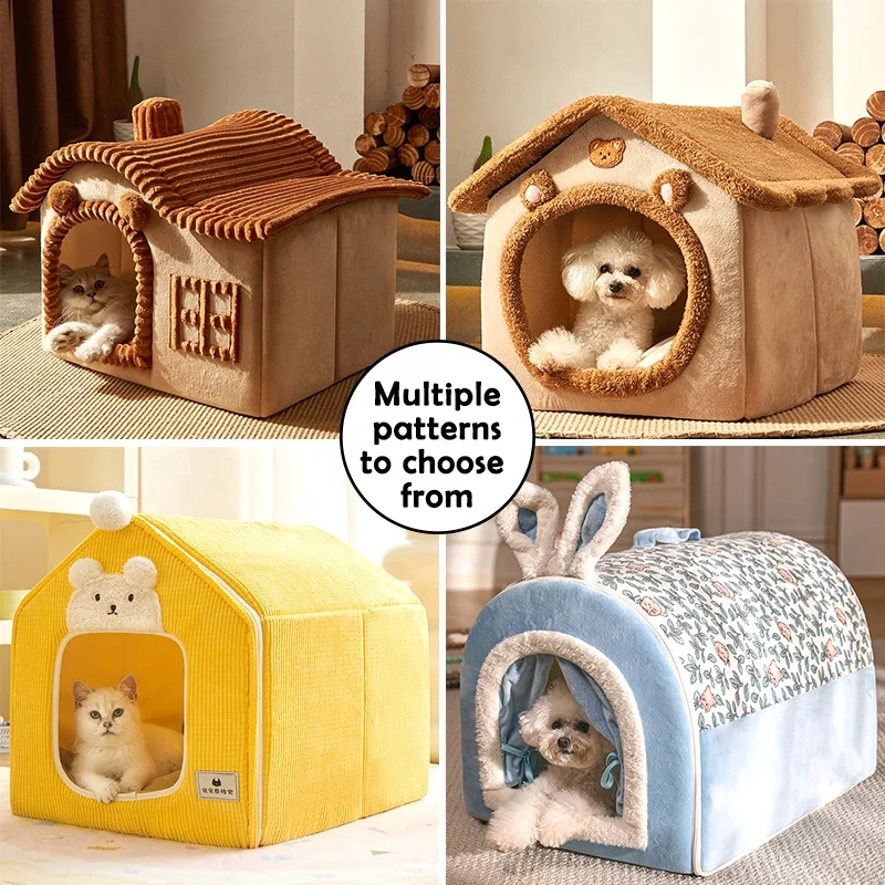 Hot Sale Cat Dog Bed Cave Cozy Removable Cover Winter Warm Indoor Foldable Cat House