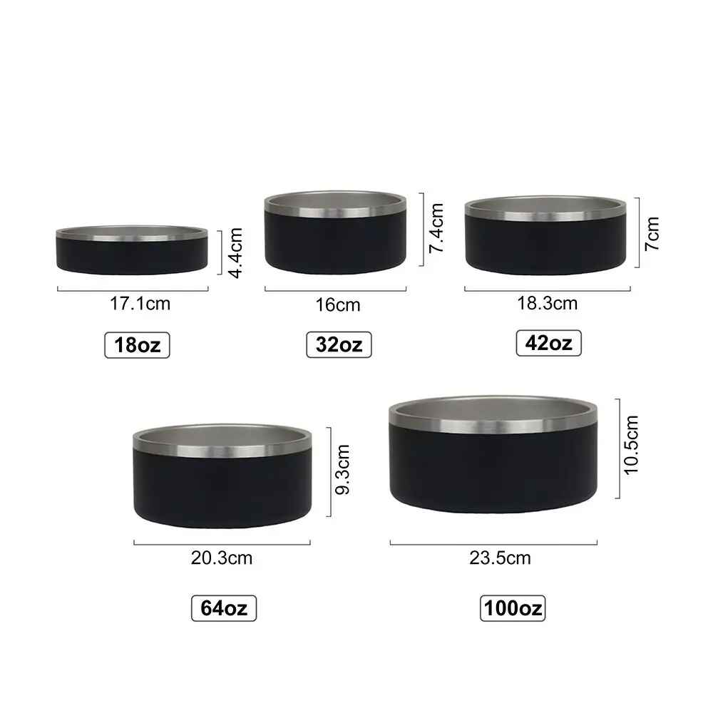 Wholesale Custom Logo 18 oz Pet Bowls 304 Stainless Steel Vacuum Insulated Non Slip 32oz Pet Food Feeder Bowl for Dog and Cat