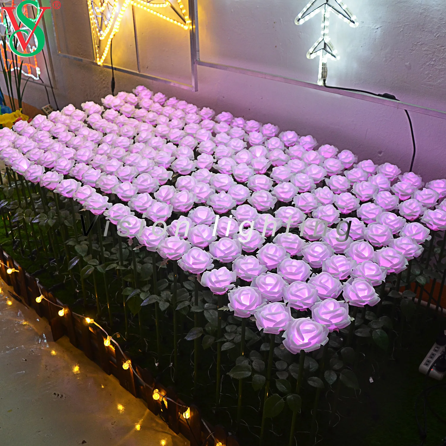 Programmable decoration IP65 Landscape Artificial LED DMX Rose Christmas smart outdoor RGB flower light