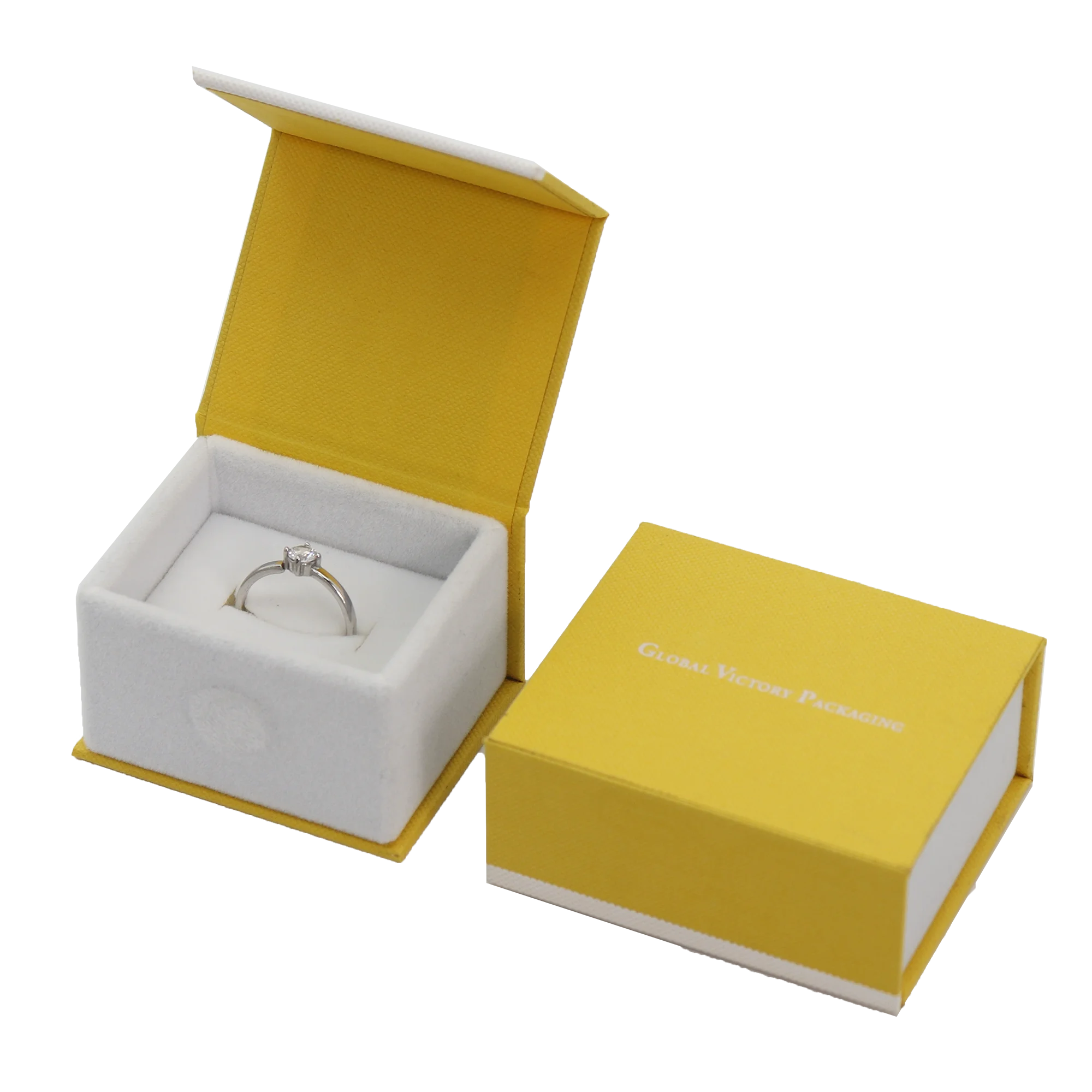 2022 GVP High Quality Yellow Ppaer Jewelry Gift Box Infinity Boxes Cardboard Logo Printed Jewellery Velvet Box