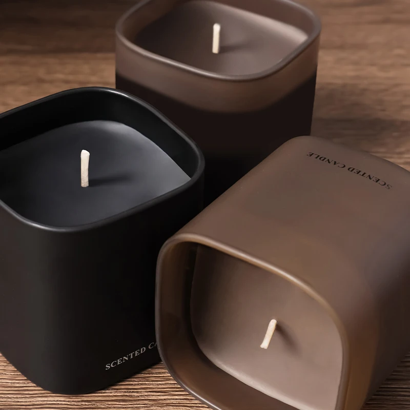 Factory price 3pk soy wax candle dark glass scented candle gift set