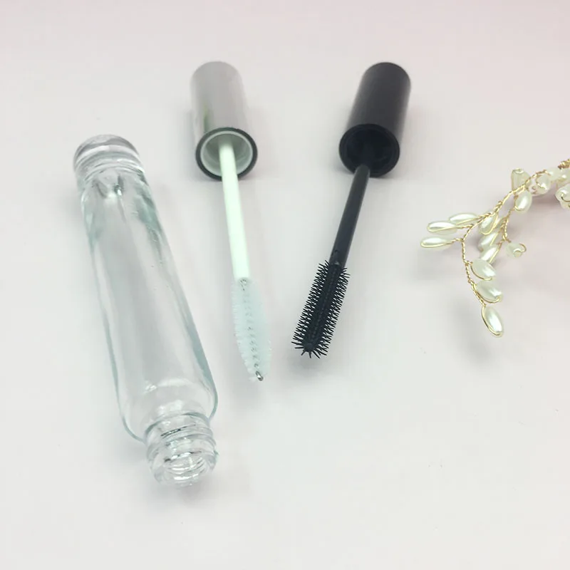 Round clear cosmetic packaging glass bottle glass lip gloss tube packaging empty glass mascara bottle