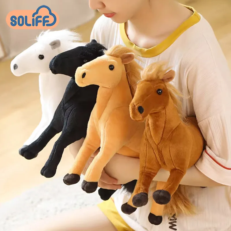 Simulation Horse Toys Lifelike Horse Animal Plush Stuffed Toy
