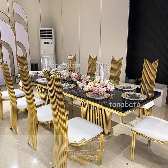 
Mirror glass top stainless steel frame used 8 seats banquet wedding table 