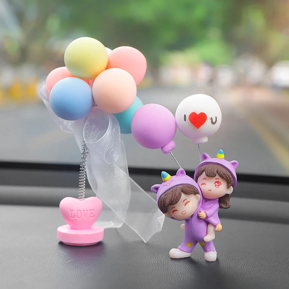 New Couple Ornament Mini Cute Couple Balloon Car Dashboard Decoration Resin Ornament Crafts