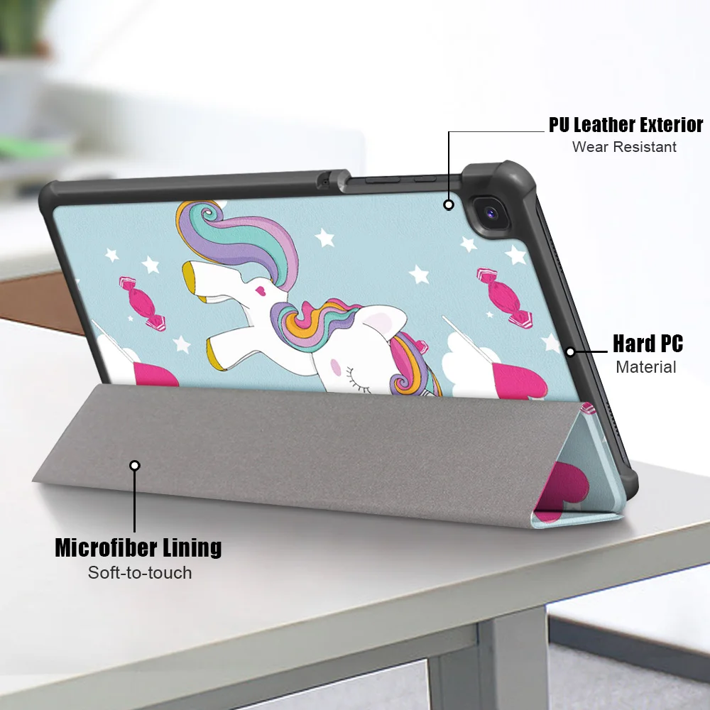 Painted pattern tri-fold leather case for Samsung Galaxy Tab A7 Lite 8.7 inch SM-T220 SM-T225 PU leather tablet case