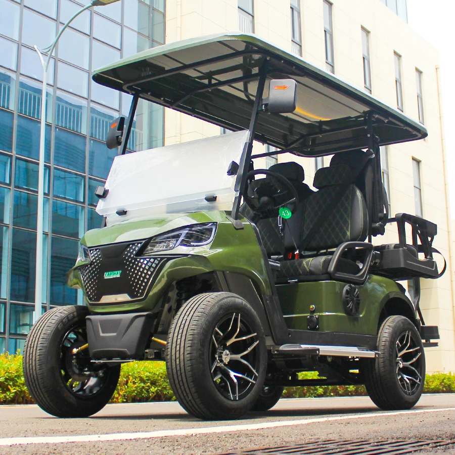 48v Lithium Battery 5kw Ac Motor 4 Wheels Brake Front Disc Brake Electric 4 Passengers Lifted Electric Golf Cart For Sale