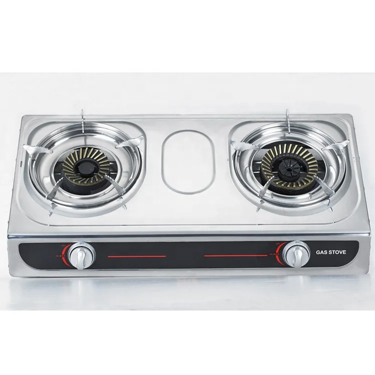 Портативная автономная газовая плита с 2 горелками из нержавеющей стали