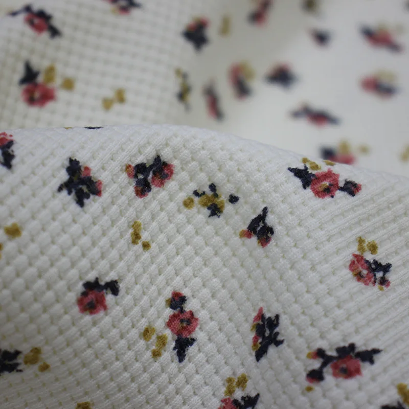 Custom Print On Cotton Waffle Knit Fabric