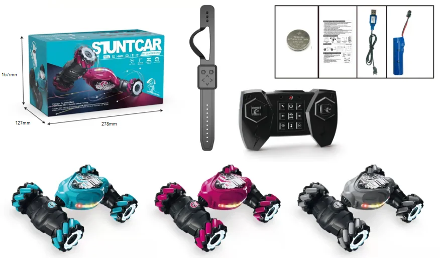 Toysky 3 Color 28CM Carro De Juguete Watch Remote  Gesture Sensing Rc Stunt Car 360 Rotating Remote Control Car toy for Kids