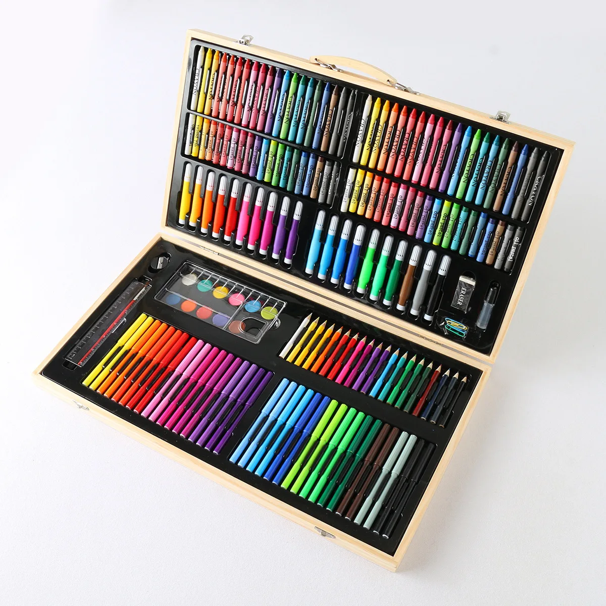 BESTLINE 180 Pieces Plastic Box Art Drawing Set for Kids Drawing Art Box with Oil Pastels Crayons Colored Pencils Markers