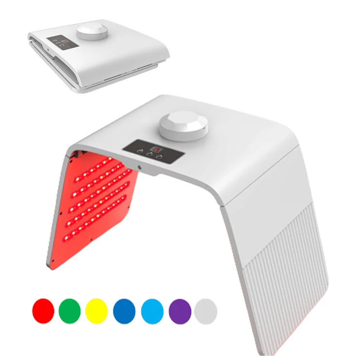 Foldable 7-color smooth photon Pdt with hot red light therapy facial care light-emitting diode beauty instrument spray