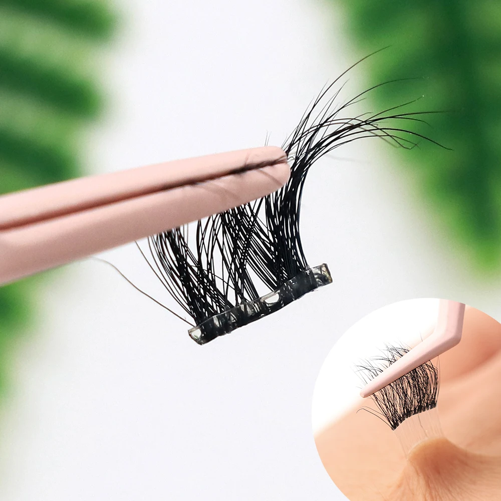 Pre Cut Handmade Superfine Band Clusters Eyelash Segments DIY Press On Lashes No Glue Needed Pre Bonded Adhesive Plant Fiber Box