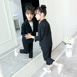 Slim Fit Girls Formal Wedding Suit for Baby Jacket+Pants Children 2pcs Home Kids Formal Suit Female Girls School Blazer