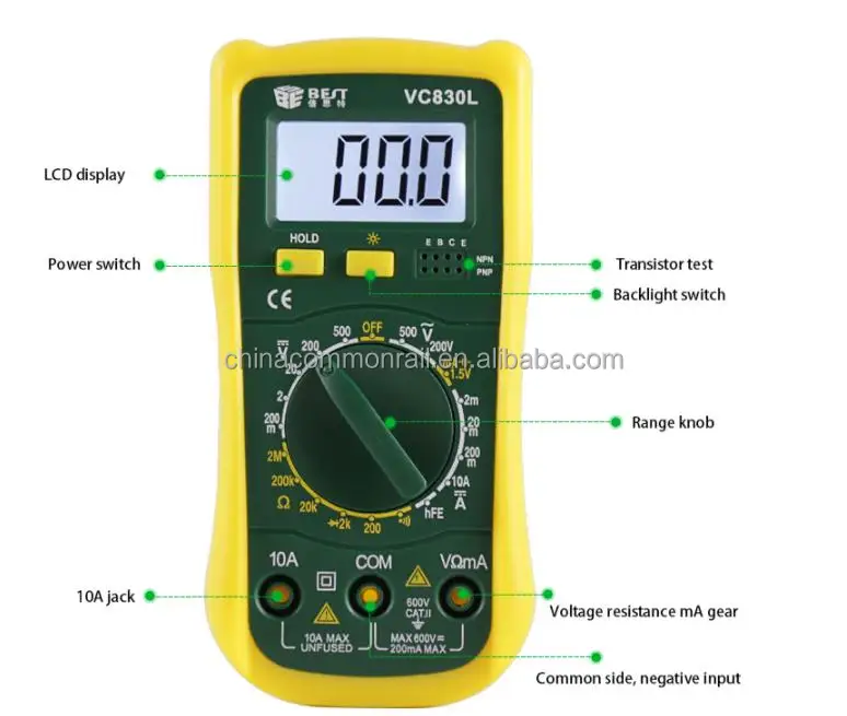 VC830L Auto - DC напряжение переменного тока Сопротивление Диапазон частоты мини карманный портативный мультиметр Цифровой 20A тестер
