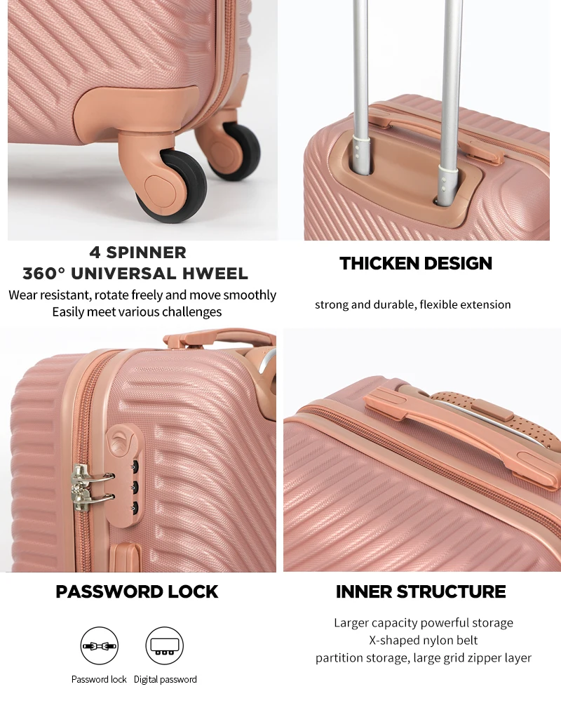 factory customize 5 pcs travel luggage sets abs hard shell luggage suitcase durable large capacity suit case luggage sets