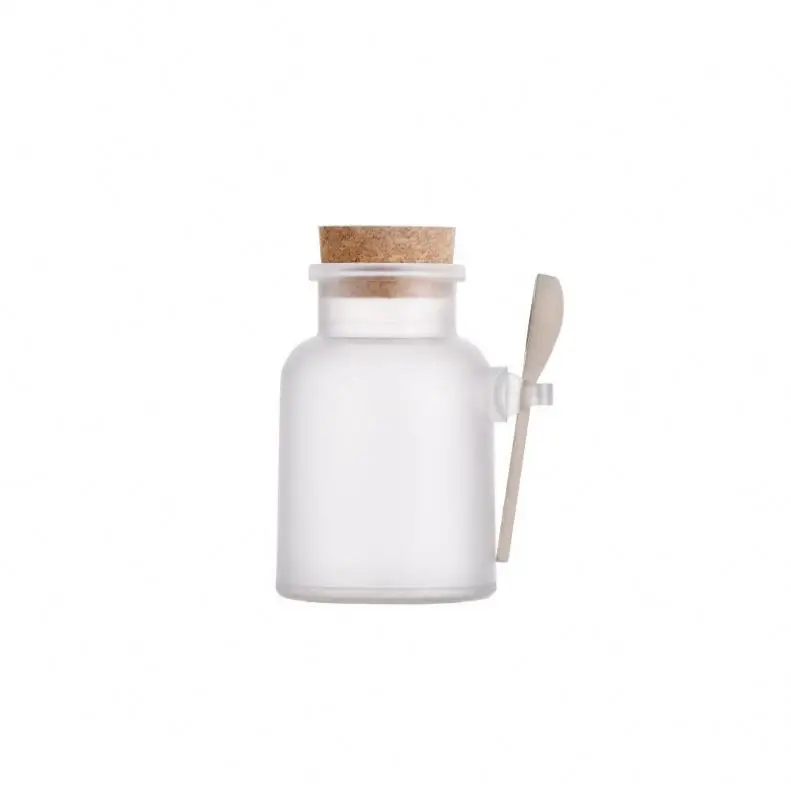 Round Shape Bath Salt Bottle With Wooden Lid And Spoon ABS Bath Salt Packaging BSJ-030Z