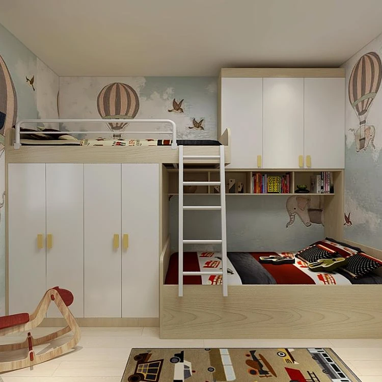 
Kids Children Bedroom Furniture Bunk Beds With Wardrobe 