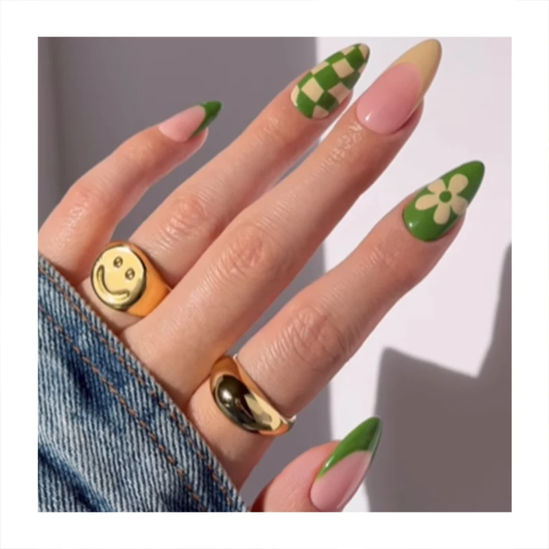 New Arrival Cat Eye Swirl Almond Diy French Nail Art Design Press On Nail Gel Tips Detachable Full Cover Soft Gel Nail Tips