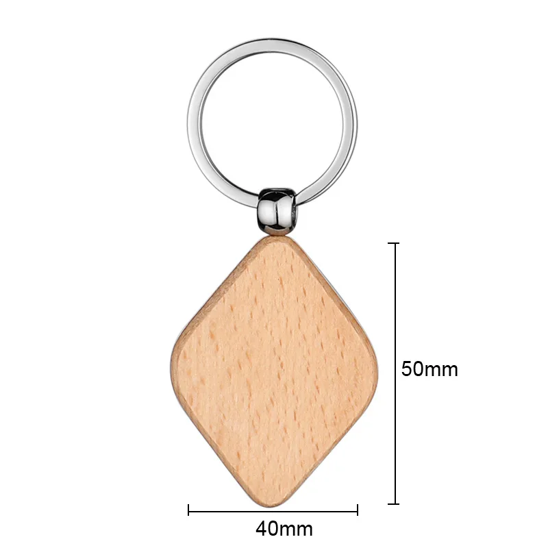 Customizable LOGO Blank Wooden Key Chain Rectangle Wood Blanks for Key Chains Wood Engraving Blanks for DIY Gift Crafts
