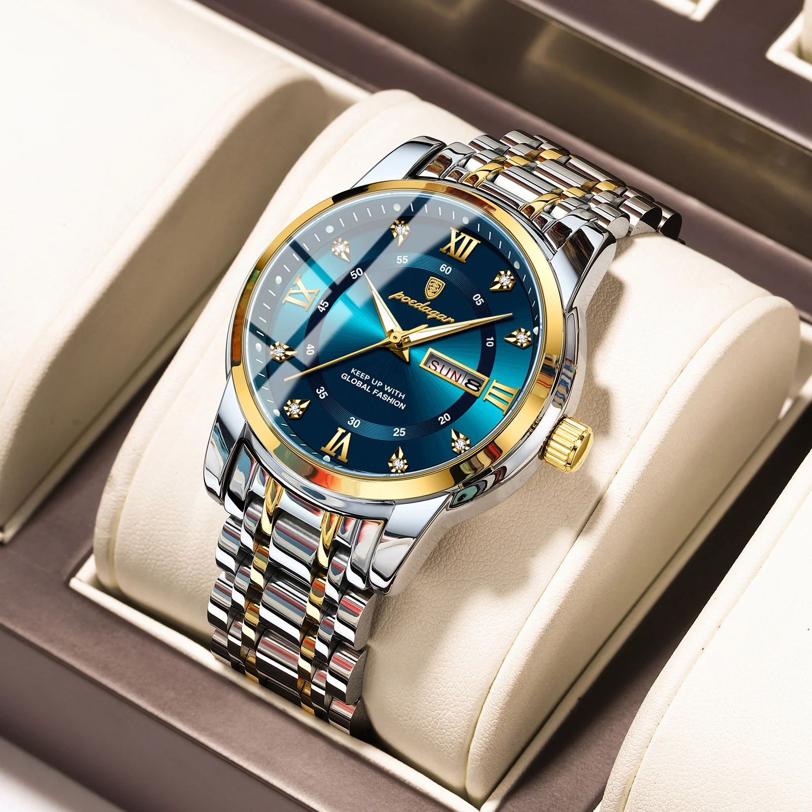 Brave Light 2024 New Poedagar 936 Top Brand Luxury Wristwatch Waterproof Luminous Date Week Mens Watches Stainless Steel Quartz