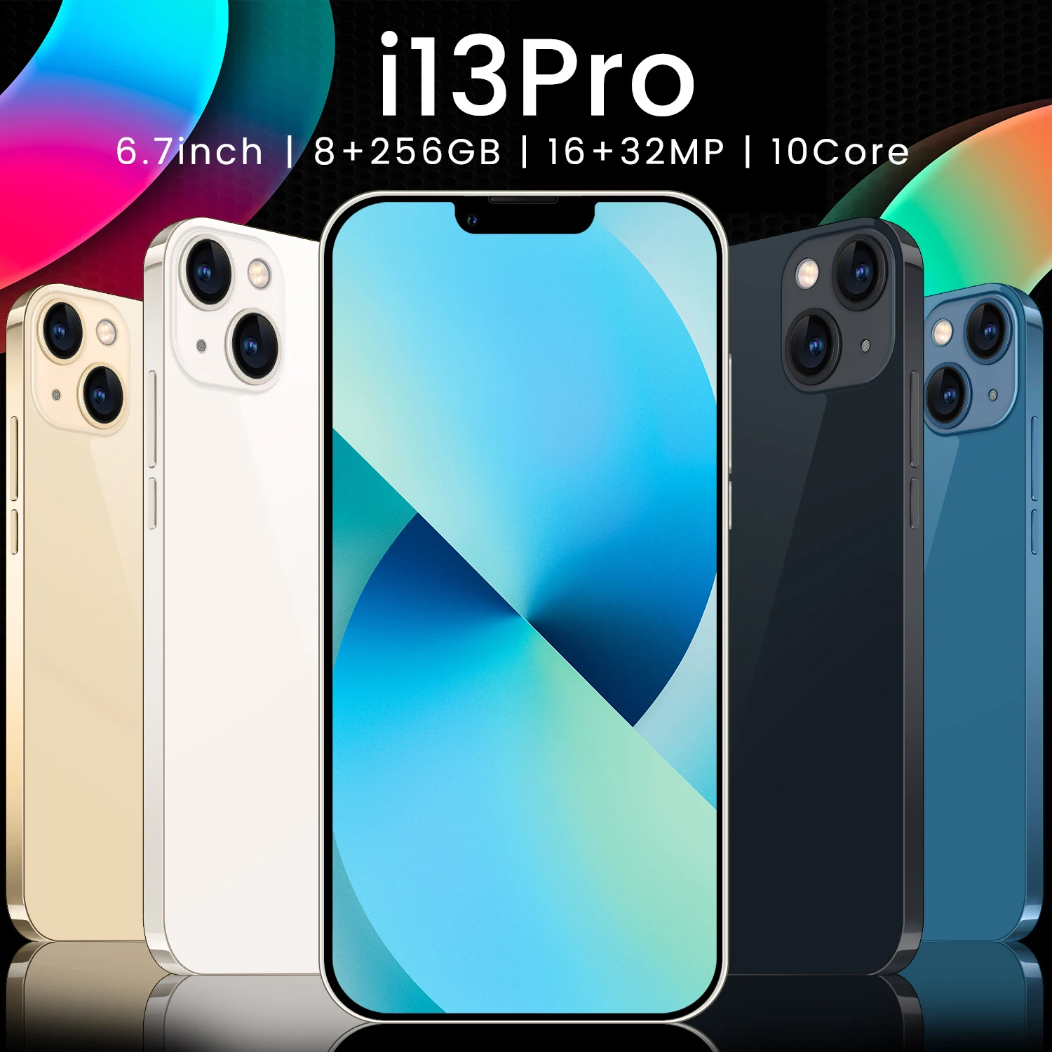 2021 оригинальный телефон i13 Pro 6 7 дюймов Android смартфоны 12 Гб + 512 ГБ 10 ядер 5G LET сотовые телефоны 2 камеры