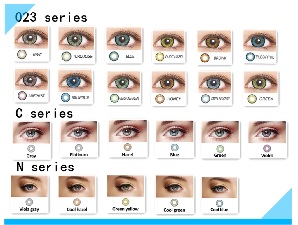 HOT fresh 3 tone colored eye contact lens soft yearly cosmetic wholesale china cheap color contact lenses