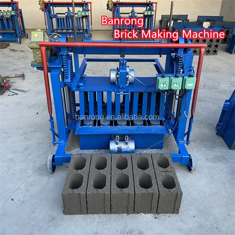 Household Bestseller BR2-45 Middle Mobile Concrete Hollow Block Brick Making Machine/Manual Diesel Brick Making Machine