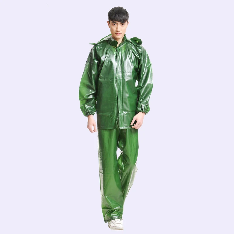 Chinese manufacturers direct selling rubberized custom rain coat green best quality raincoat adults rain suit