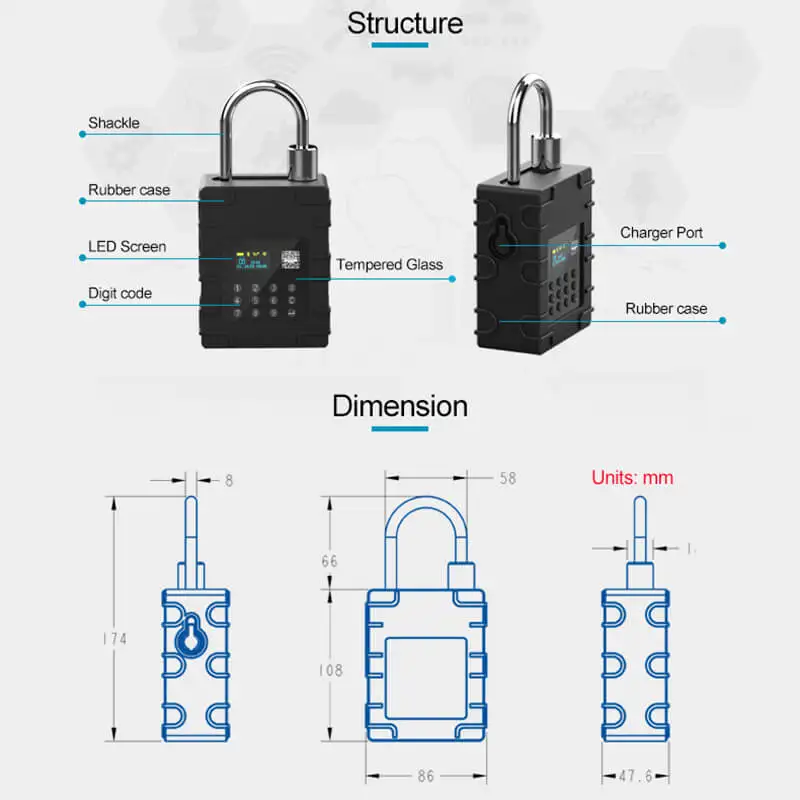 Смарт-замки ODM OEM GPS Lock 10000 мАч без ключа