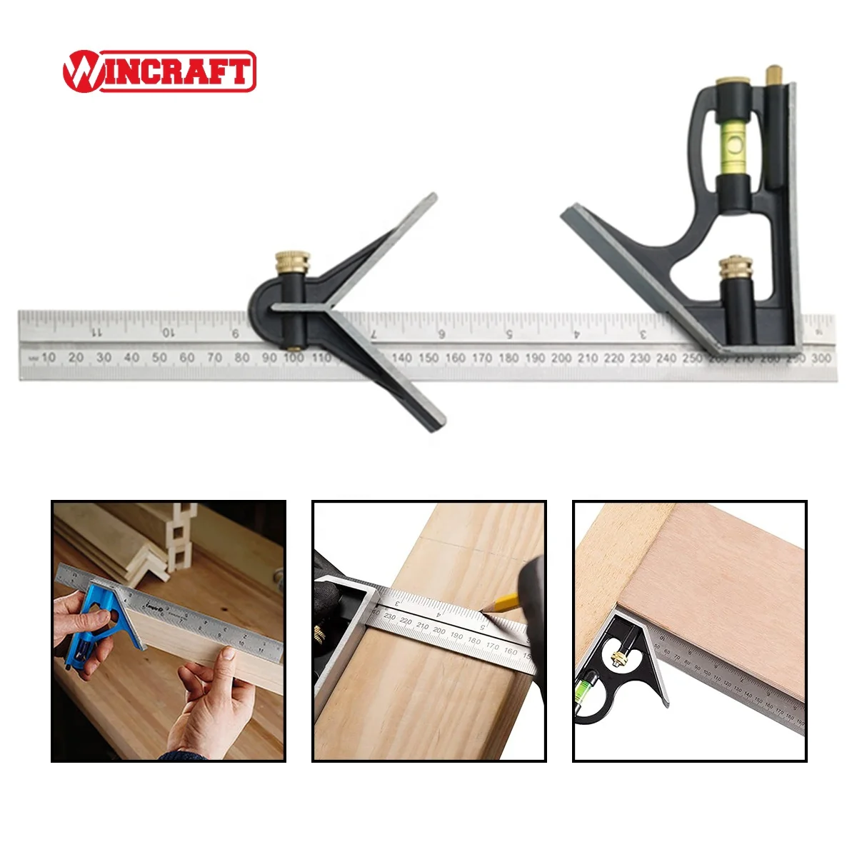 Adjustable Sliding  Multifunctional Woodworking Angle Square Measuring Tools Set Combination Square With Centre Finder