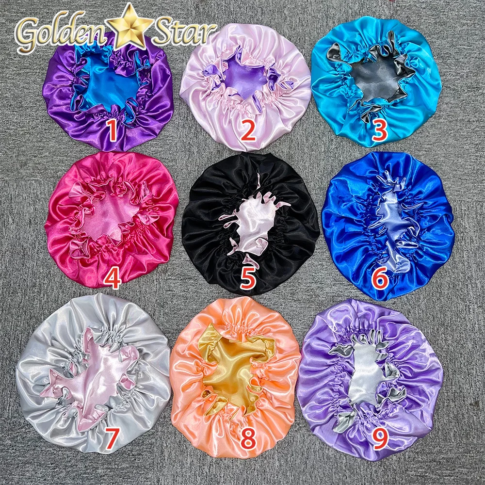 GS Cheap Custom Hair Bonnet Satin Silk Bonnet With Custom Logo,Black Red Blue Pink Nightcap Silk Satin Hat