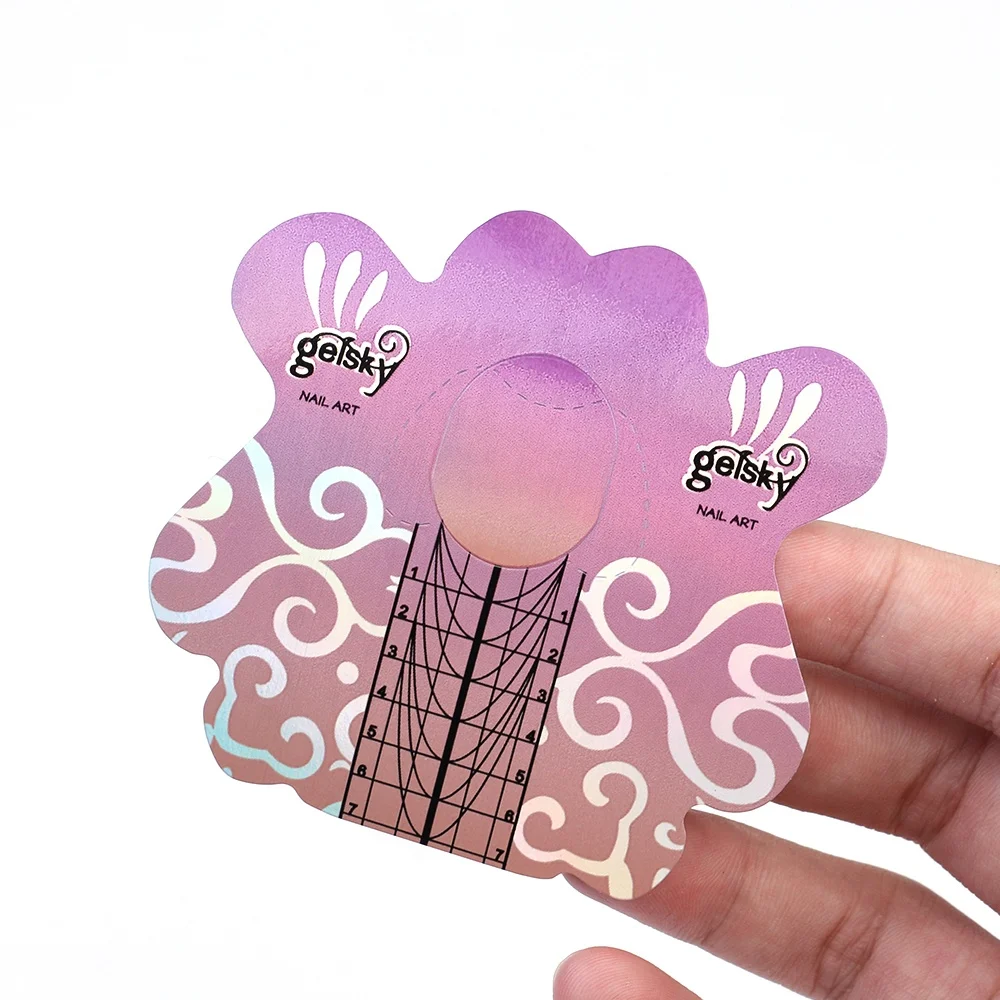 Gelsky Holographic Effect Acrylic Nail Forms Cut Into Slices 150Pcs Box Packaging Xxl Nail Forms