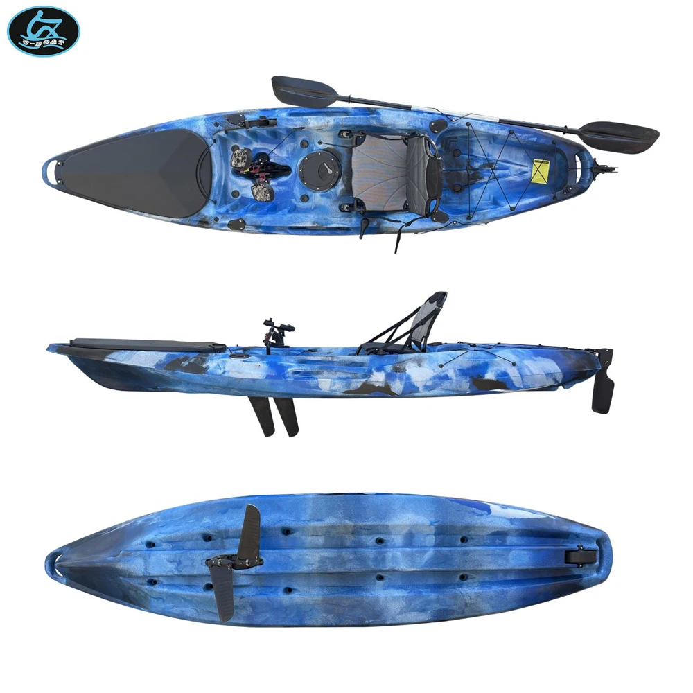 U-boat Professional 10.5ft single seat one person pedal fishing kayak plastic white water kayak for sale