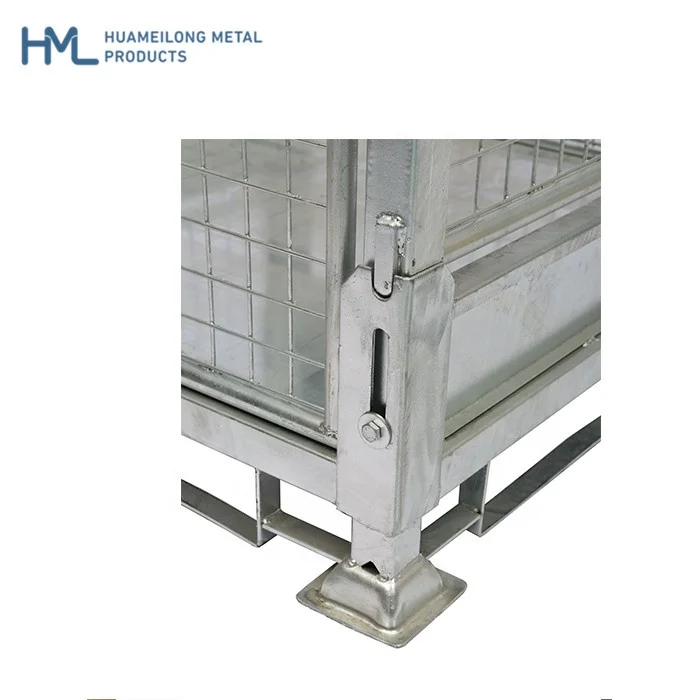 Heavy duty galvanized metal stacking warehouse storage steel folding australia mesh stillage cage