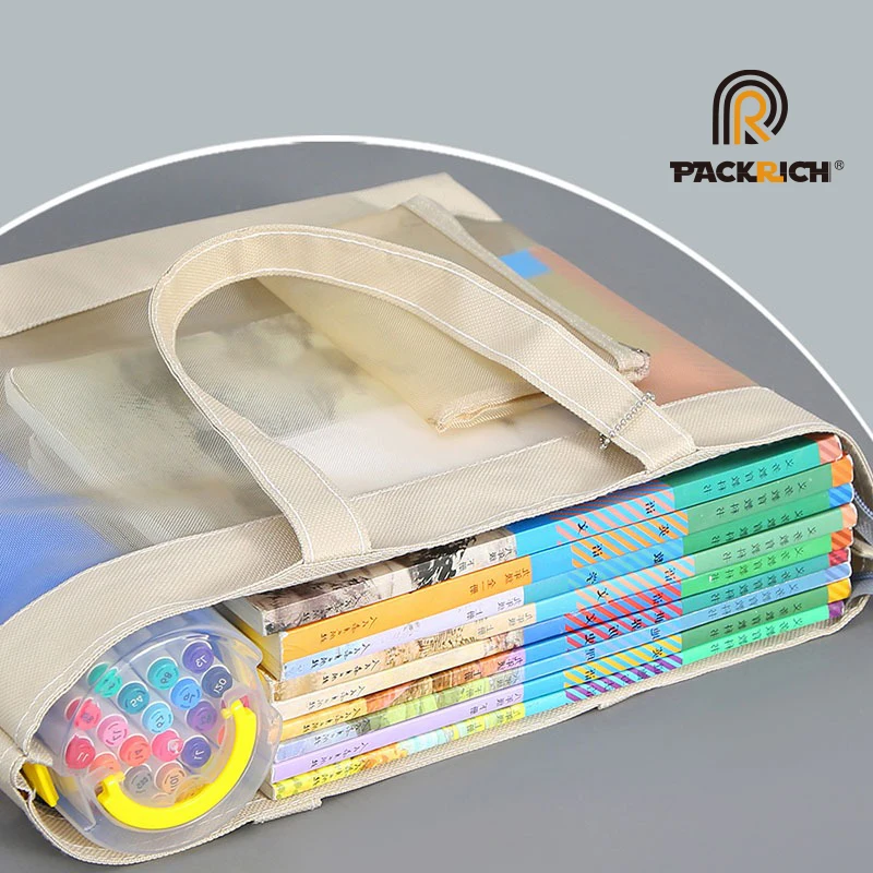 Reusable Custom Women Christmas Gifts Logo Cute Large Capacity Lightweight Transparent Beach Bags Mesh Shopping Bag